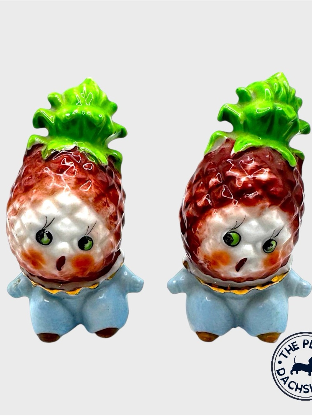 Vintage Pineapple-Head Salt & Pepper Shakers